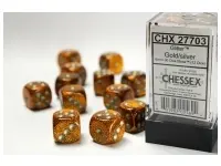 Glitter - Gold/Silver - d6, 12 st (16 mm, prickar)