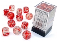 Nebula - Red/Silver (Luminary) - d6, 12 st (16 mm, prickar)