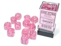 Borealis - Pink/Silver (Luminary) - d6, 12 st (16 mm, prickar)