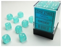 Frosted - Teal/White - d6, 36 st (12 mm, prickar)