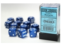 Opaque - Blue/White - d6, 12 st (16 mm, prickar)