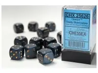 Opaque - Dusty Blue/Copper - d6, 12 st (16 mm, prickar)