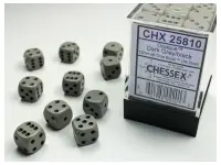 Opaque - Grey/Black - d6, 36 st (12 mm, prickar)